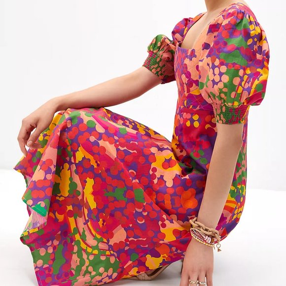 Anthro Roopa Pemmaraju Floral Midi Dress - Picture 2 of 10